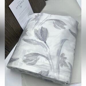$594 SFERRA Flores Soothing Sateen Print Full/Queen Duvet Cover 88x92” , Crocus